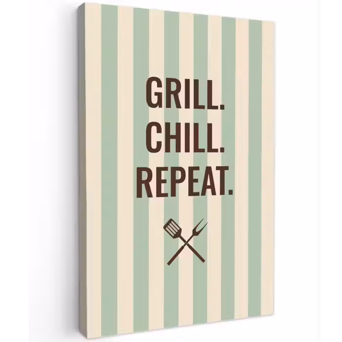 Quote - Strepen - Grill Tuinposter op houten frame 2 cm dik klein -3d