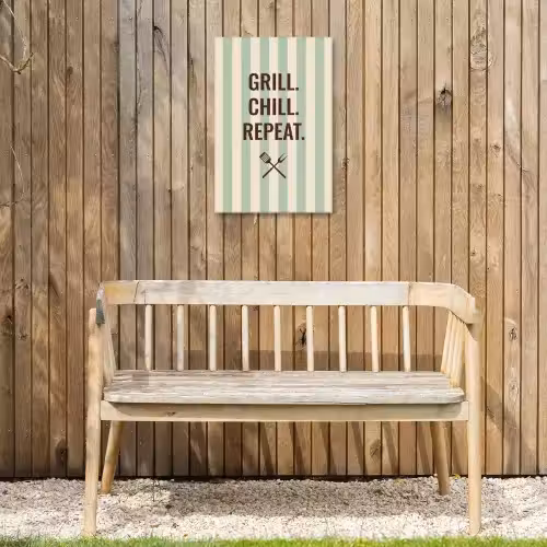 Quote - Strepen - Grill Tuinposter op houten frame 2 cm dik klein -sfeer4