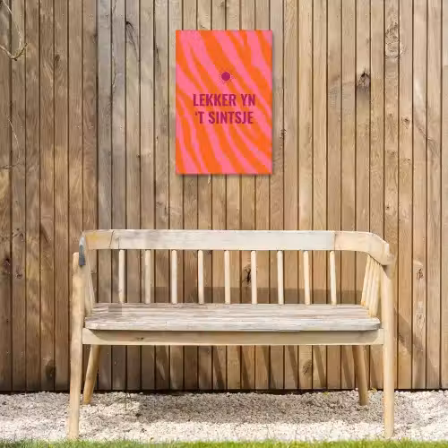 Quote - Zomer - Roze Tuinposter op houten frame 2 cm dik klein -sfeer4