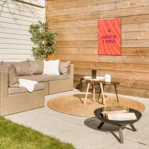 Quote - Zomer - Roze Tuinposter op houten frame 2 cm dik klein -sfeer2