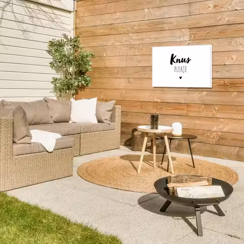 Quotes - Knus plekje - Tuin - Tekst Tuinposter op houten frame 2 cm dik klein -sfeer2