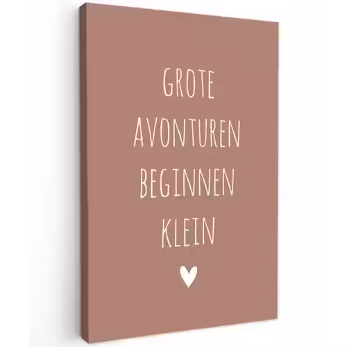 Quotes - Grote avonturen beginnen klein - Spreuken Tuinposter op houten frame 2 cm dik klein -3d