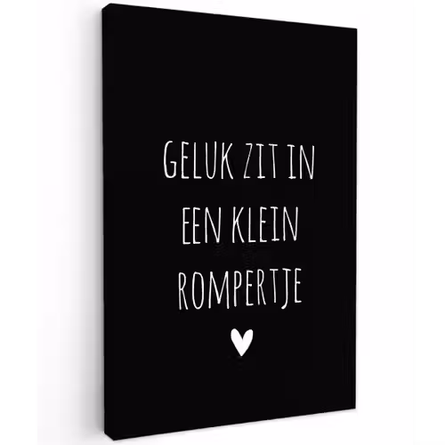 Quotes - Geluk zit in een klein rompertje - Spreuken Tuinposter op houten frame 2 cm dik klein -3d