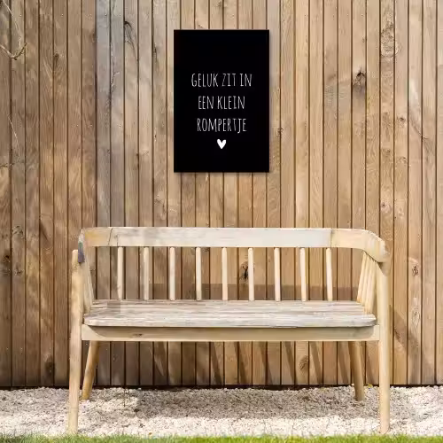 Quotes - Geluk zit in een klein rompertje - Spreuken Tuinposter op houten frame 2 cm dik klein -sfeer4