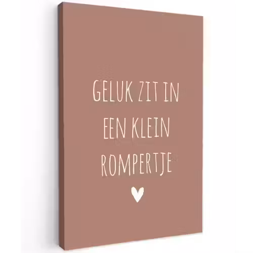 Quotes - Geluk zit in een klein rompertje - Spreuken Tuinposter op houten frame 2 cm dik klein -3d