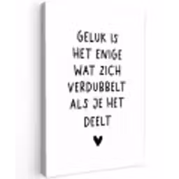 Quotes - Geluk is het enige wat zich verdubbelt - Spreuken Tuinposter op houten frame 2 cm dik klein -3d