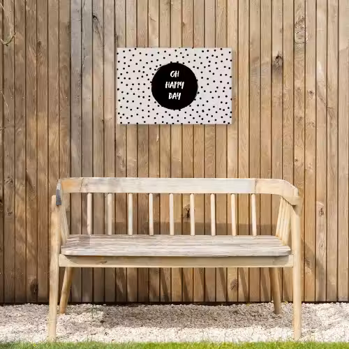 Quotes - Gelukkig - Tekst - Oh happy day Tuinposter op houten frame 2 cm dik klein -sfeer4