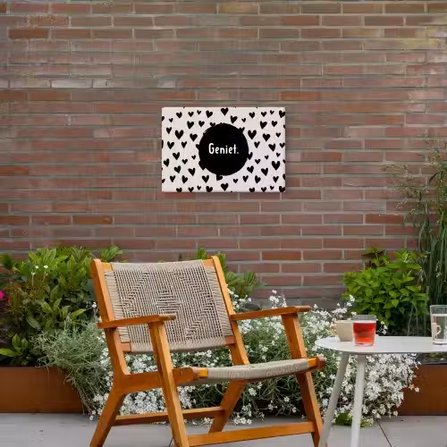 Quotes - Hartje - Tekst - Geniet Tuinposter op houten frame 2 cm dik klein -sfeer3