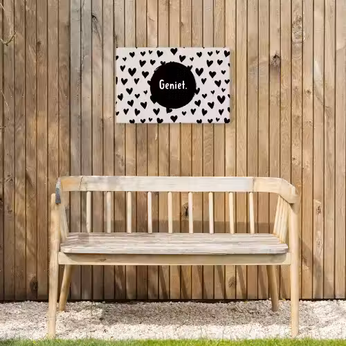 Quotes - Hartje - Tekst - Geniet Tuinposter op houten frame 2 cm dik klein -sfeer4