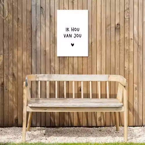 Quotes - Ik hou van jou - Spreuken Tuinposter op houten frame 2 cm dik klein -sfeer4