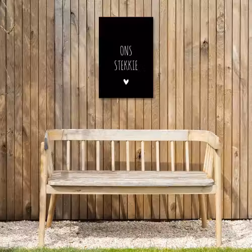 Quotes - Ons stekkie - Spreuken Tuinposter op houten frame 2 cm dik klein -sfeer4