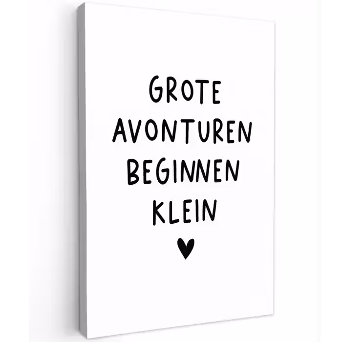Quotes - Spreuken - Grote avonturen beginnen klein Tuinposter op houten frame 2 cm dik klein -3d