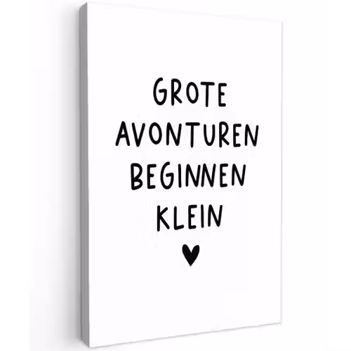 Quotes - Spreuken - Grote avonturen beginnen klein Tuinposter op houten frame 2 cm dik klein -3d