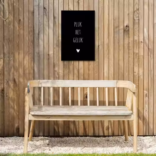 Quotes - Spreuken - Pluk het geluk Tuinposter op houten frame 2 cm dik klein -sfeer4