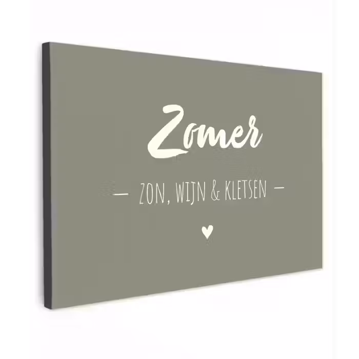 Quotes - Zomer, zon, wijn & kletsen - Tekst - Zomer Tuinposter op houten frame 2 cm dik klein -3d