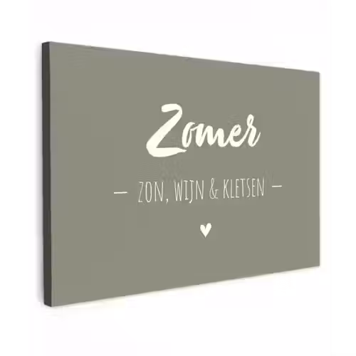 Quotes - Zomer, zon, wijn & kletsen - Tekst - Zomer Tuinposter op houten frame 2 cm dik klein -3d
