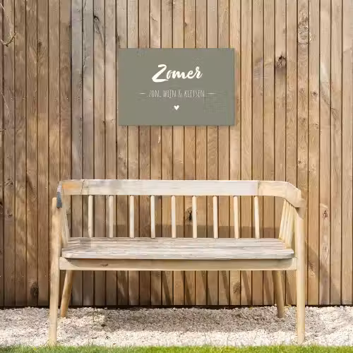 Quotes - Zomer, zon, wijn & kletsen - Tekst - Zomer Tuinposter op houten frame 2 cm dik klein -sfeer4