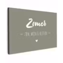 Quotes - Zomer, zon, wijn & kletsen - Tekst - Zomer Tuinposter op houten frame 2 cm dik klein -3d