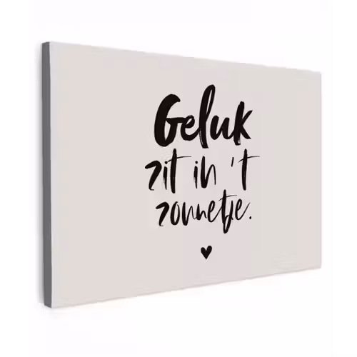 Quotes - Tekst - Geluk zit in 't zonnetje - Zomer Tuinposter op houten frame 2 cm dik klein -3d