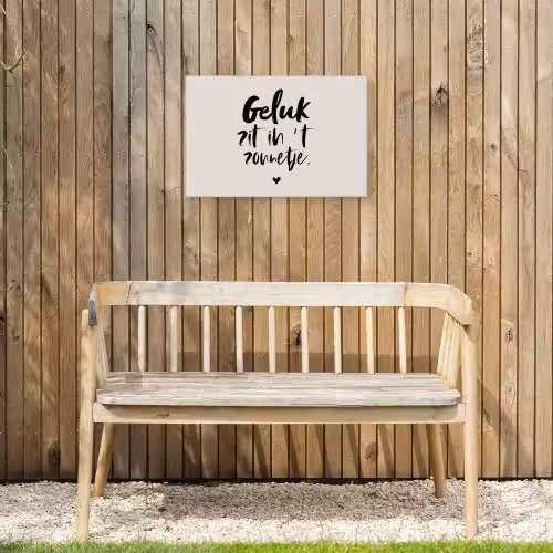 Quotes - Tekst - Geluk zit in 't zonnetje - Zomer Tuinposter op houten frame 2 cm dik klein -sfeer4