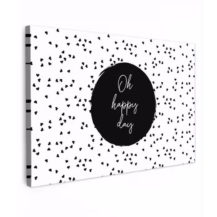 Quotes - Tekst - Oh happy day - Geluk Tuinposter op houten frame 2 cm dik klein -3d
