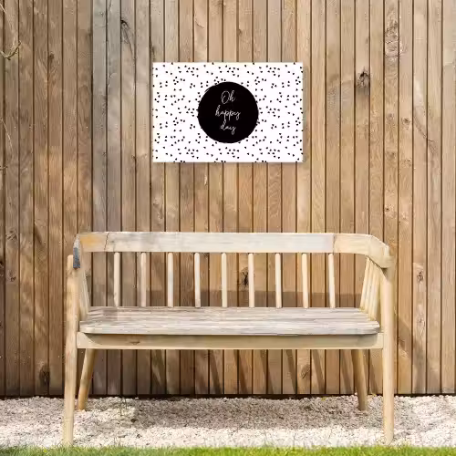 Quotes - Tekst - Oh happy day - Geluk Tuinposter op houten frame 2 cm dik klein -sfeer4