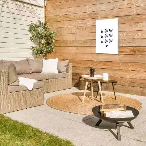 Quotes - Wijnen wijnen wijnen - Spreuken Tuinposter op houten frame 2 cm dik klein -sfeer2