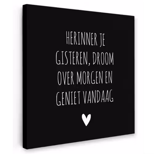Herinner je gisteren droom over morgen geniet vandaag - Spreuken - Quotes Tuinposter op houten frame 2 cm dik klein -3d