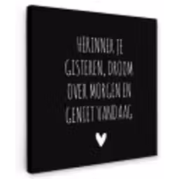 Herinner je gisteren droom over morgen geniet vandaag - Spreuken - Quotes Tuinposter op houten frame 2 cm dik klein -3d