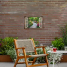 Doorkijk - Bloemen - Tuinpad - Natuur - Raam Tuinposter op houten frame 2 cm dik klein -sfeer3