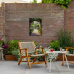 Doorkijk - Tuinboog - Bloemen - Natuur - Pad Tuinposter op houten frame 2 cm dik klein -sfeer3