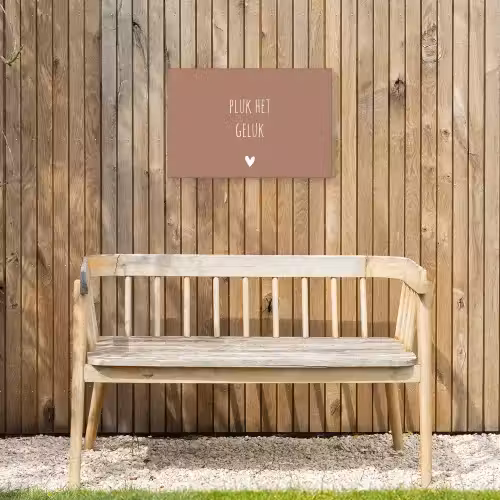 Pluk het geluk - Spreuken - Quotes Tuinposter op houten frame 2 cm dik klein -sfeer4