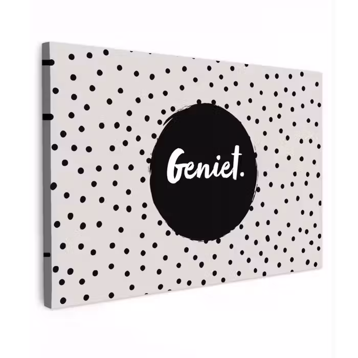 Geniet - Quotes - Tekst - Stippen Tuinposter op houten frame 2 cm dik klein -3d