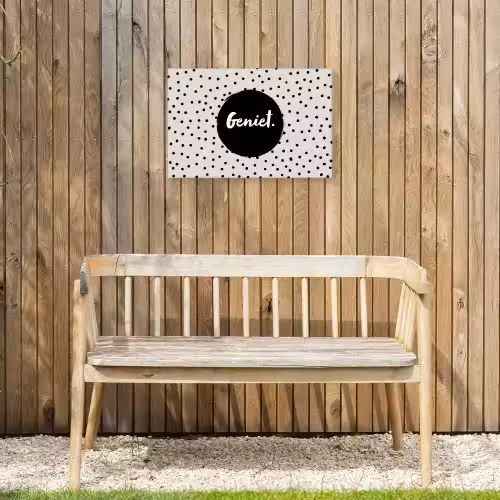 Geniet - Quotes - Tekst - Stippen Tuinposter op houten frame 2 cm dik klein -sfeer4