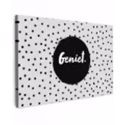 Geniet - Quotes - Tekst - Stippen Tuinposter op houten frame 2 cm dik klein -3d