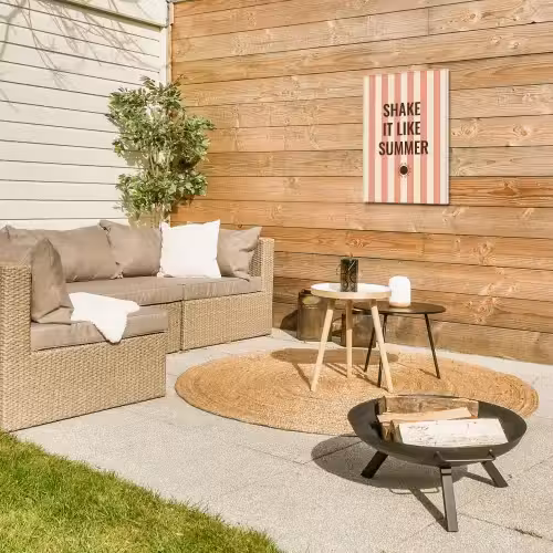 Zomer - Quote - Strepen Tuinposter op houten frame 2 cm dik klein -sfeer2