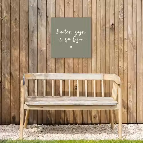 Tekst - Buiten zijn is zo fijn - Zomer - Spreuken Tuinposter op houten frame 2 cm dik klein -sfeer4