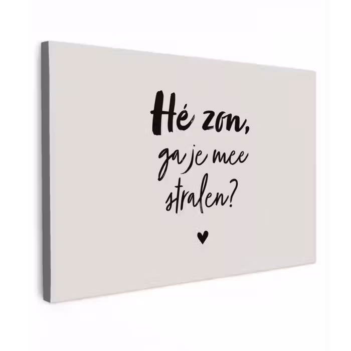 Tekst - Hé zon, ga je mee stralen? - Quotes - Zomer Tuinposter op houten frame 2 cm dik klein -3d
