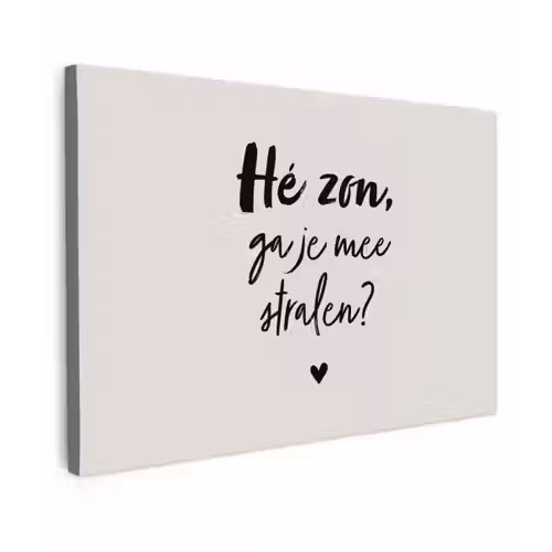 Tekst - Hé zon, ga je mee stralen? - Quotes - Zomer Tuinposter op houten frame 2 cm dik klein -3d