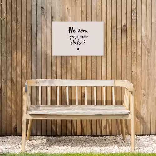 Tekst - Hé zon, ga je mee stralen? - Quotes - Zomer Tuinposter op houten frame 2 cm dik klein -sfeer4