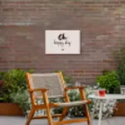 Tekst - Oh happy day - Quotes - Blij Tuinposter op houten frame 2 cm dik klein -sfeer3