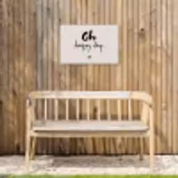 Tekst - Oh happy day - Quotes - Blij Tuinposter op houten frame 2 cm dik klein -sfeer4