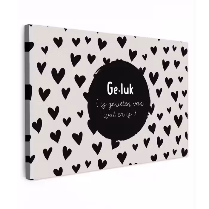 Tekst - Quotes - Geluk (is genieten van wat er is) - Woordenboek - Definitie geluk Tuinposter op houten frame 2 cm dik klein -3d