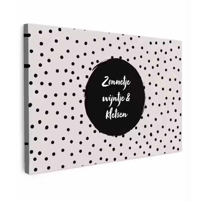 Tekst - Quotes - Zonnetje, wijntje & kletsen - Wijn Tuinposter op houten frame 2 cm dik klein -3d
