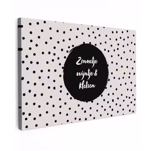 Tekst - Quotes - Zonnetje, wijntje & kletsen - Wijn Tuinposter op houten frame 2 cm dik klein -3d