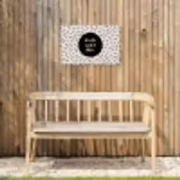 Tekst - Quotes - Zonnetje, wijntje & kletsen - Wijn Tuinposter op houten frame 2 cm dik klein -sfeer4