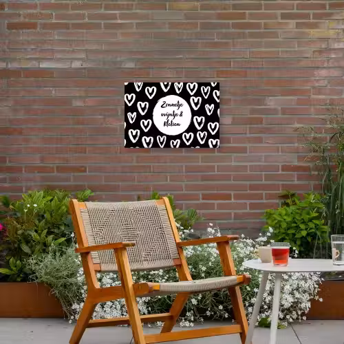 Tekst - Zonnetje, wijntje & kletsen - Quotes - Wijn - Tuin Tuinposter op houten frame 2 cm dik klein -sfeer3