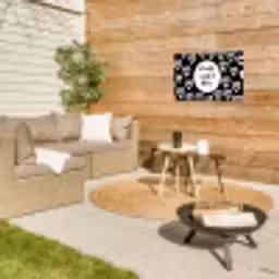 Tekst - Zonnetje, wijntje & kletsen - Quotes - Wijn - Tuin Tuinposter op houten frame 2 cm dik klein -sfeer2