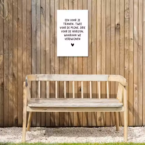 De horizon waaraan we verdwijnen - Quotes - Spreuken - Bløf Tuinposter op houten frame 2 cm dik klein -sfeer4