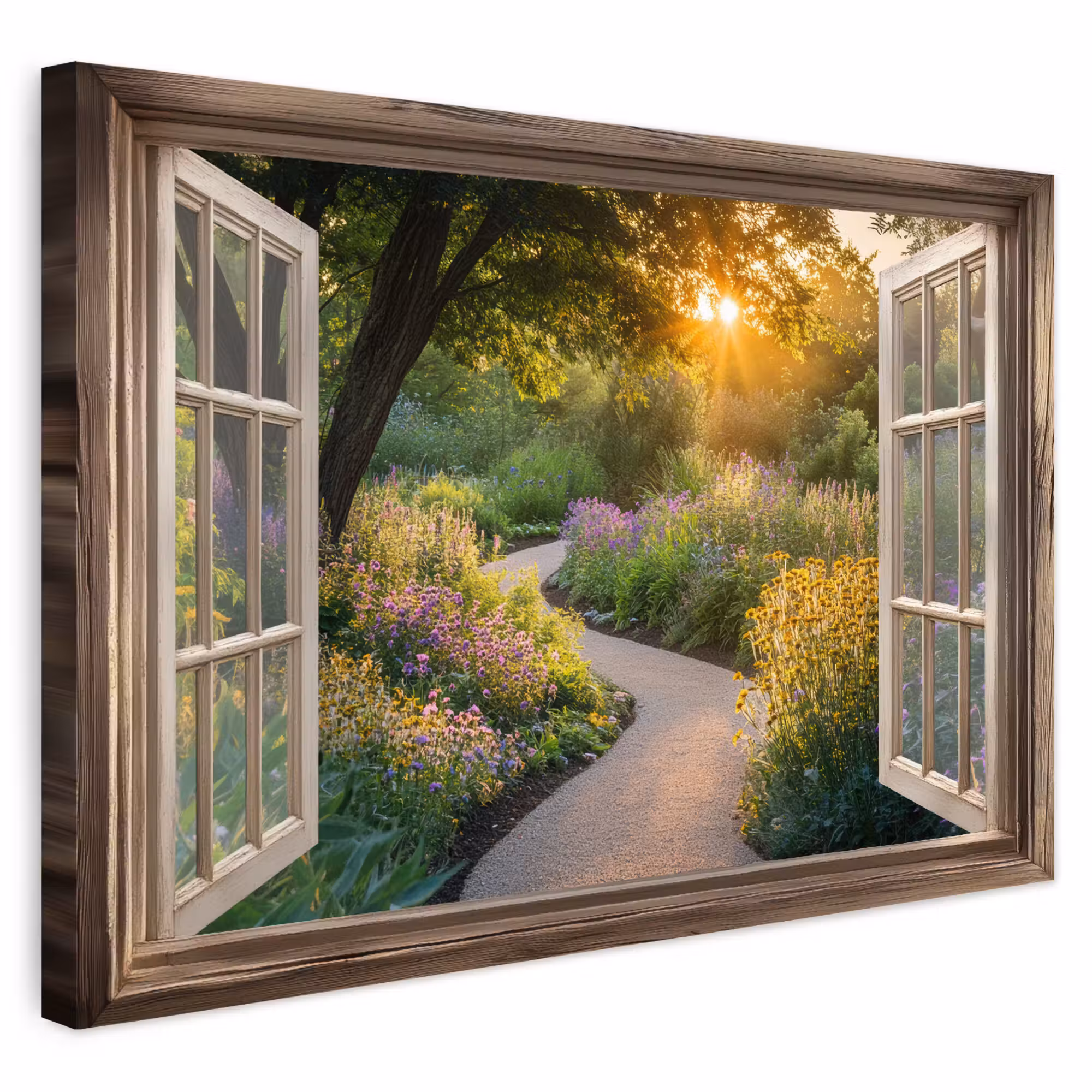 Outdoor Canvas Print - View - Flowers - Nature - Sun - Path